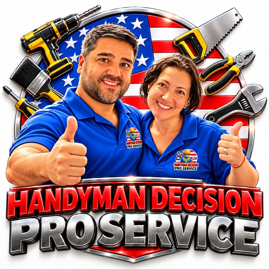 Sergey and family of Handyman Decision Pro Service giving a thumbs up