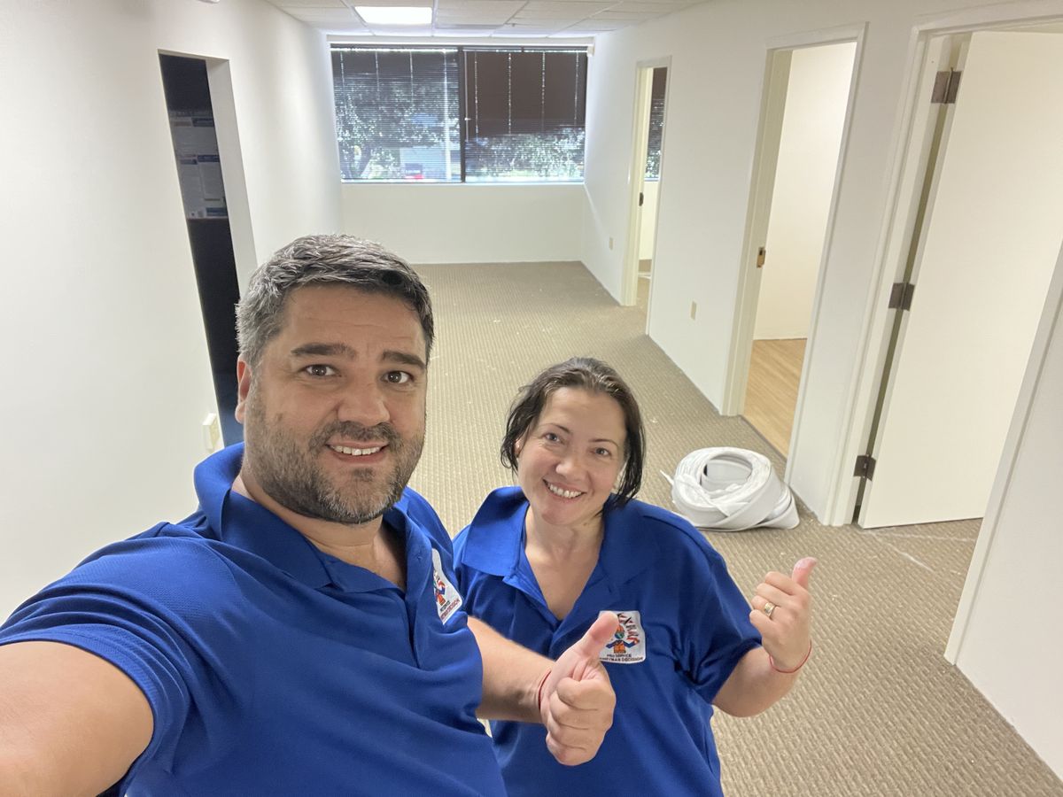 Sergey and his partner on a job site